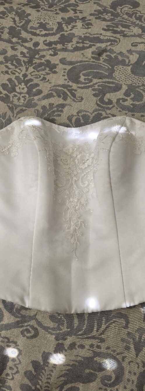 Oleg Cassini Corset White Embroidered